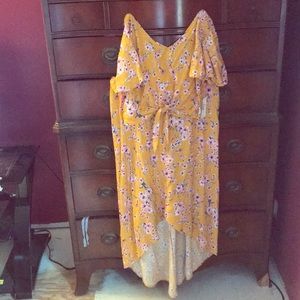 Yellow Floral Crop top & Skirt